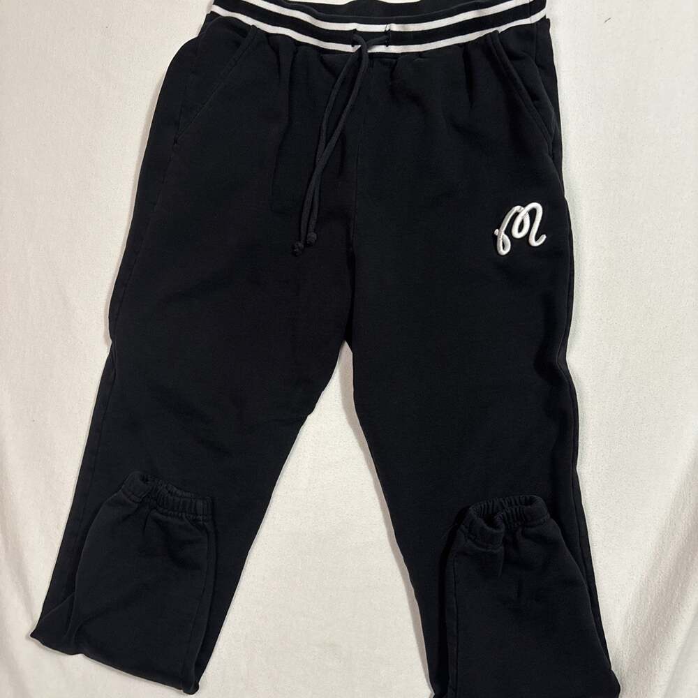 Malbon Golf Script M Sweatpants Cotton French Terry Jogger Black Size L